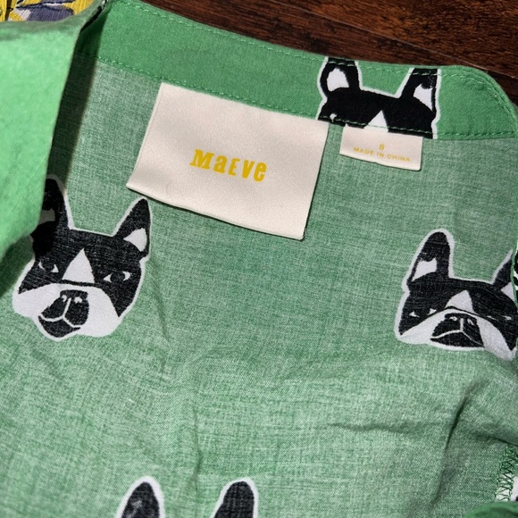 Anthropologie Green Dog Print Blouse - Picture 5 of 5